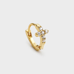 Hoop Piercing with Cross and Zirconia
in Gold-Plated Silver