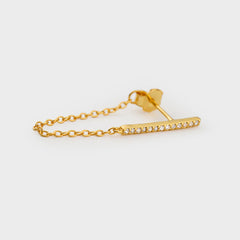 Bar Earring
with Zirconia and Chain